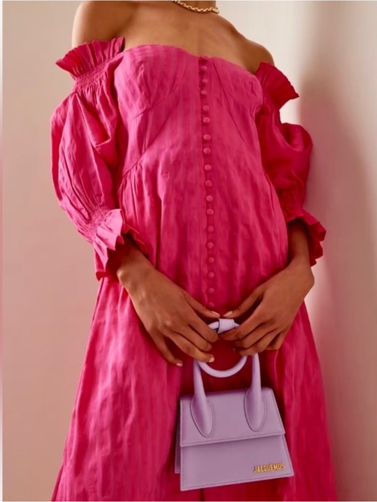 cult gaia Dresses & Skirts - 🌺🎉HP🎉🌺 NWT Cult Gaia Simona Off-The-Shoulder Ruffled Midi Dress Dragonfruit